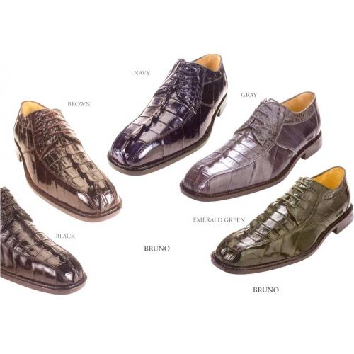 Belvedere "Bruno" Genuine Hornback Crocodile/Eel Shoes